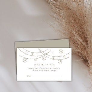 Cute Snowflakes Winter Diaper Raffle Baby Shower  Enclosure Card