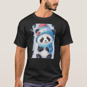 Cute Snowhat Panda for Kids Women Men Kawaii Winte T-Shirt