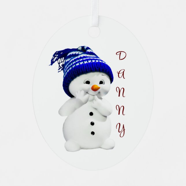 Cute Snowman 1st Christmas Ornament (Front)