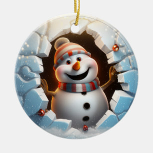 Cute Snowman 3D Ceramic Tree Decoration