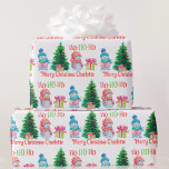 Cute Snowman Add Recipients Name Christmas Wrapping Paper<br><div class="desc">Cute Snowman Add Recipients Name Christmas Wrapping Paper</div>