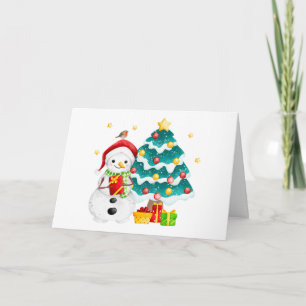 Cute Snowman and Christmas Tree  Card