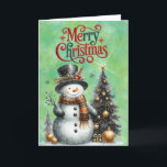 Cute Snowman and Christmas Tree Holiday Card<br><div class="desc">Cute Snowman and Christmas Tree,  personalise the text to anything you want when you order</div>