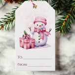 Cute Snowman and Gift Pink Watercolor Christmas Gift Tags<br><div class="desc">Spread holiday joy with these delightful Snowman and Pink Watercolor Christmas Gift Tags. The chic and cosy design,  in soft pastel pink watercolor,  will make your presents look extra festive and stylish. These Holiday Gift Tags are the perfect finishing touch to make your gifts stand out this Christmas season.</div>