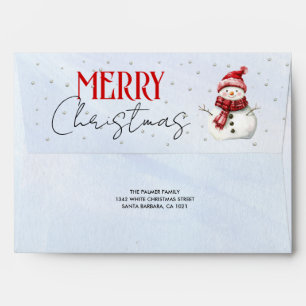Cute snowman and snow Merry Christmas holiday Envelope