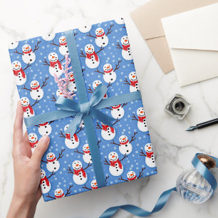 cute snowman and snowflakes wrapping paper