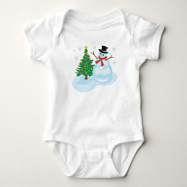 Cute Snowman Baby Bodysuit (Front)