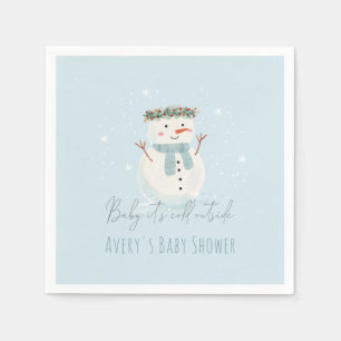Cute Snowman Baby It's Cold Outside Baby Shower Napkin