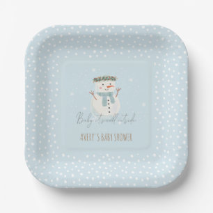Cute Snowman Baby It's Cold Outside Baby Shower Paper Plate