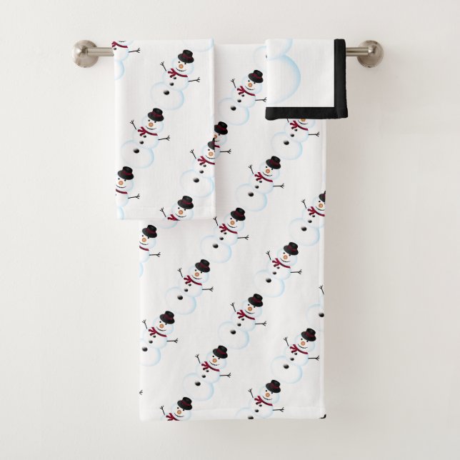 Cute Snowman Bath Towel Set (Insitu)