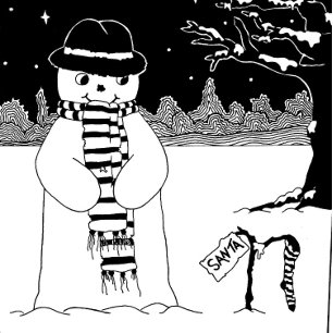 Cute snowman black & white illustration christmas