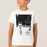 Cute snowman black & white illustration christmas