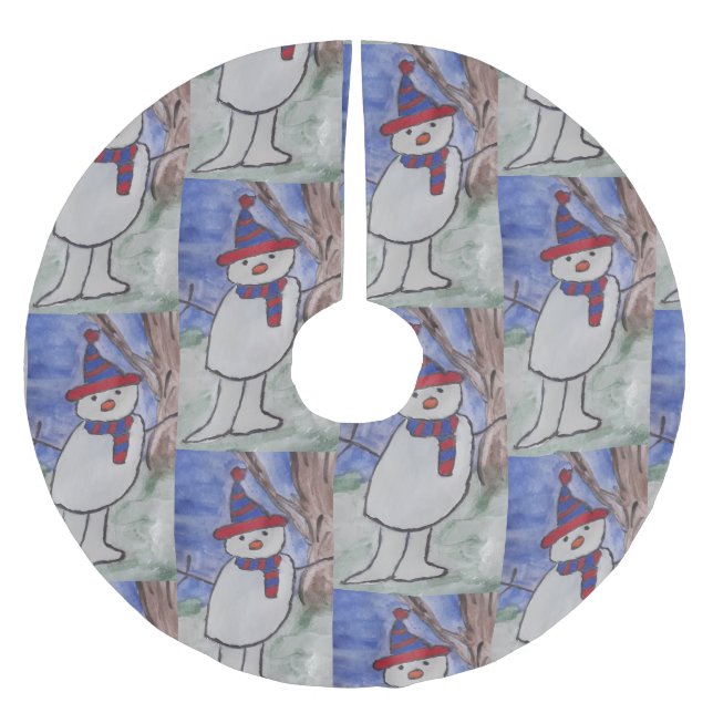Cute Snowman Brushed Polyester Tree Skirt (Front)