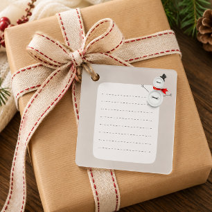 Cute Snowman Button Design Christmas Square Gift Favour Tags