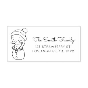 Cute Snowman Candy Cane Return Address Self-inking Stamp