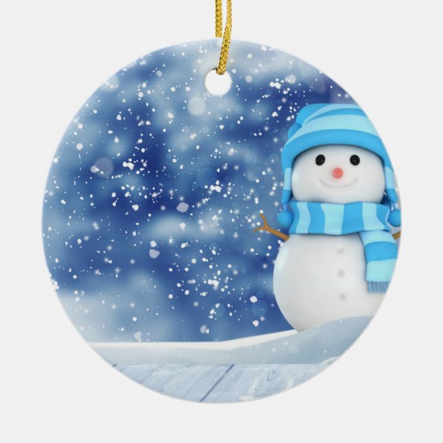 Cute Snowman Ceramic Tree Decoration (Front)