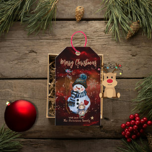 Cute Snowman Child Red Gift Tags