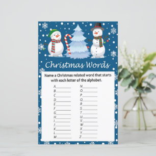 Cute Snowman christmas alphabet words game
