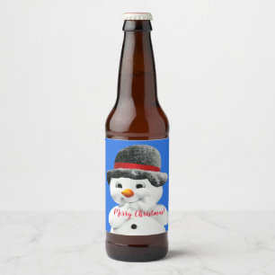 Cute Snowman Christmas Beer Bottle Label