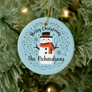 Cute Snowman Christmas Ceramic Ornament