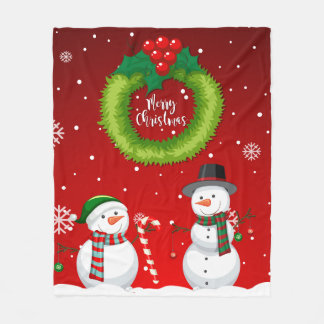 Cute Snowman Christmas Fleece Blanket