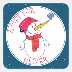 Cute Snowman Christmas Gift Tag for Kids
