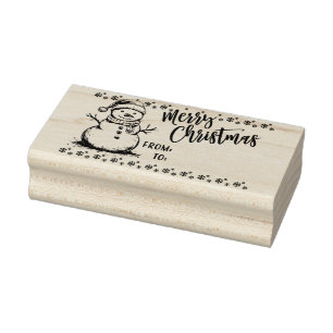 Cute Snowman Christmas Gift Tag Stamp