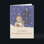 Cute Snowman Christmas Granddaughter & Fiance Holiday Card<br><div class="desc">card</div>