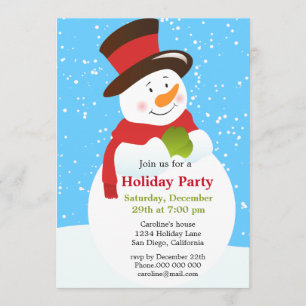 Cute Snowman Christmas Holiday Party Invitation