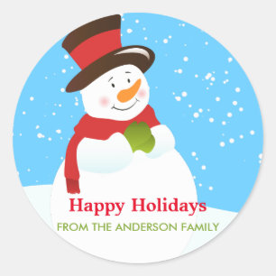 Cute Snowman Christmas Holiday Party Sticker