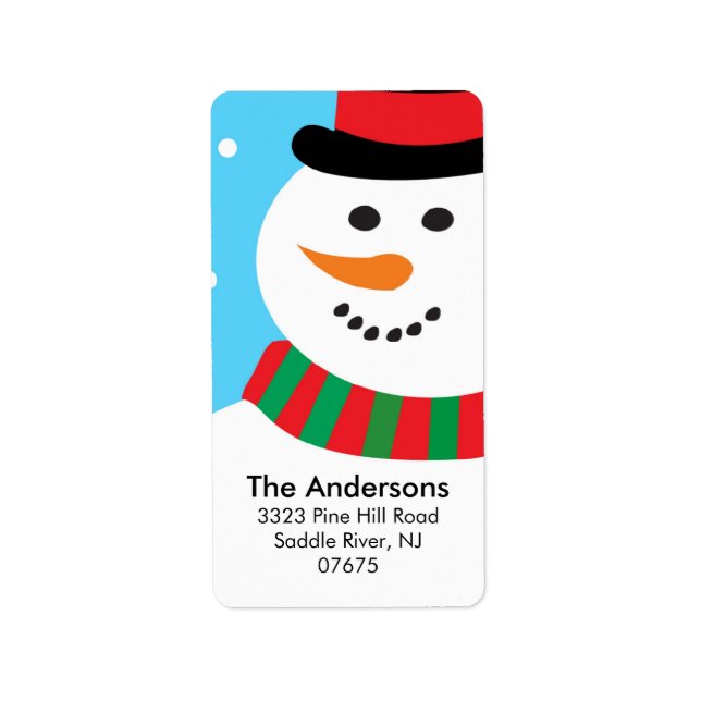 Cute Snowman Christmas Holiday Return Address Label (Front)