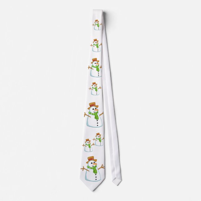 Cute Snowman Christmas Necktie (Front)