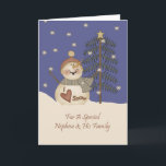 Cute Snowman Christmas Nephew & Family Holiday Card<br><div class="desc">card</div>