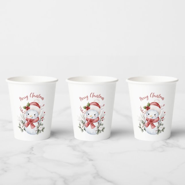 Cute Snowman Christmas Paper cup (Multi)
