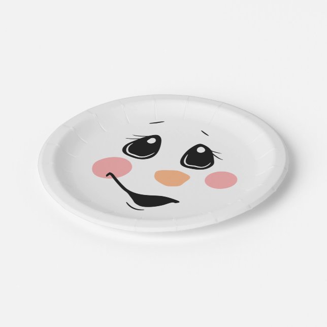 Cute Snowman Christmas Paper Plate (Angled)