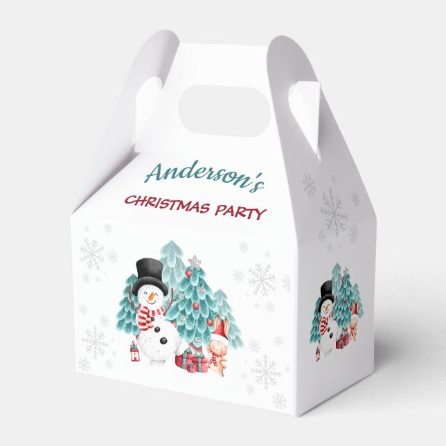 Cute Snowman Christmas Party Favour Box (Front Side)