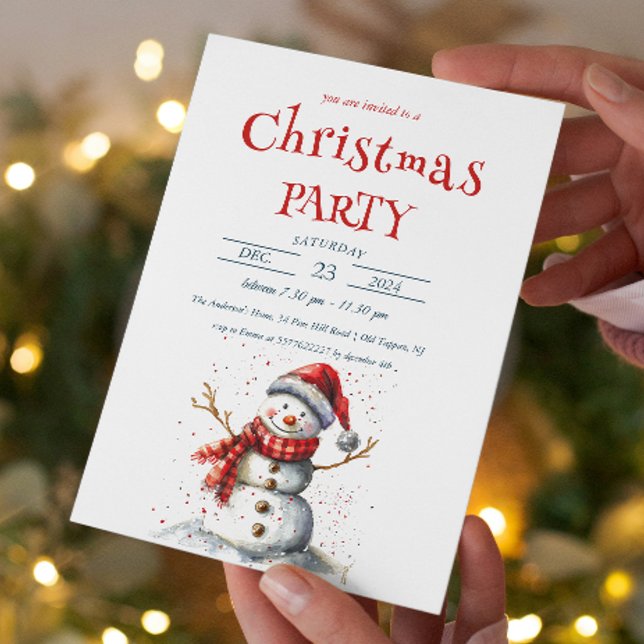 Cute Snowman Christmas Party Invitation (Creator Uploaded)