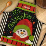 Cute Snowman Christmas Personalised Inspirivity Apron<br><div class="desc">Personalised Snowman Christmas apron. Add some spice to your kitchen with this fun-lovin’ holiday Inspirivity apron. This trendy apron would look great on you as you’re whipping up those Christmas cookies. The whimsical design with fun borders add joy to this hand drawn art piece. The fun holiday colours makes will...</div>