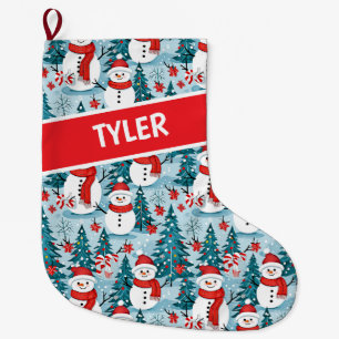 Cute Snowman Christmas Personalised  Large Christmas Stocking