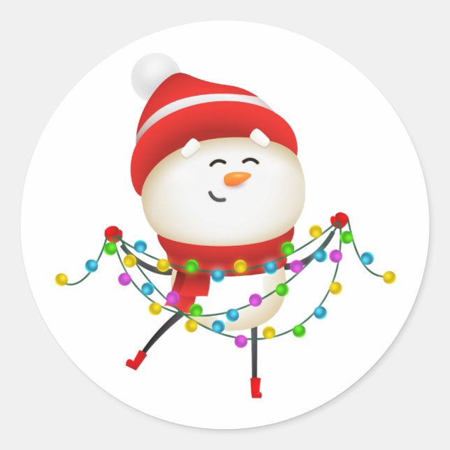 Cute Snowman Christmas, santa gift Classic Round Sticker (Front)