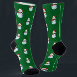 Cute Snowman Christmas Socks<br><div class="desc">* Illustration of cute snowman with mittens, a scarf and Santa Hat. * Available in two styles * Resize the pattern for a larger or smaller print. * Choose background colour of your choice. * Click the CUSTOMIZE button to get started. * {Currently, this design can be transferred to 100's...</div>