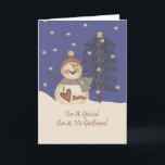 Cute Snowman Christmas Son & Girlfriend Holiday Card<br><div class="desc">card</div>