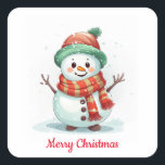 Cute snowman Christmas  Square Sticker<br><div class="desc">Cute snowman Christmas</div>