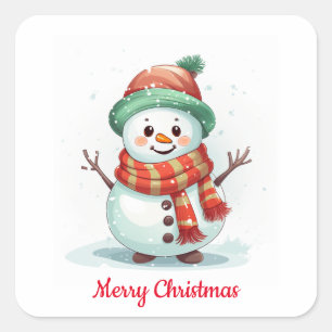 Cute snowman Christmas Square Sticker