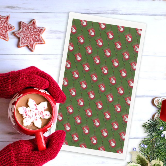 Cute Snowman Christmas Stocking Pattern Napkin (Creator Uploaded)