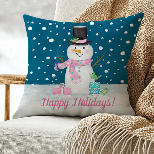 Cute Snowman Christmas Throw Pillow