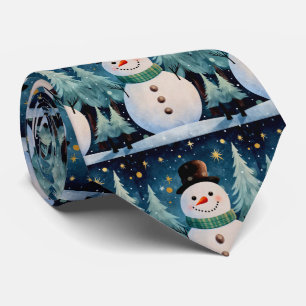 Cute Snowman Christmas Tie