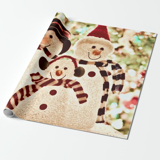 Cute Snowman Christmas Wrapping Paper (Unrolled)
