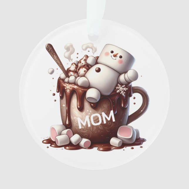Cute Snowman Cocoa Design  Ornament (Front)