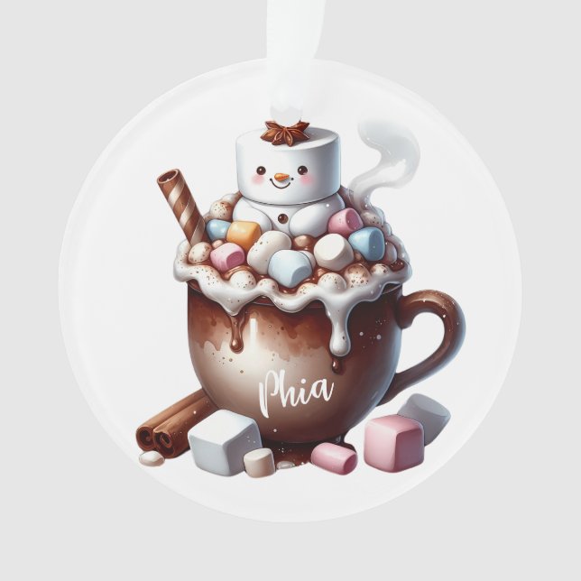 Cute Snowman Cocoa Design  Ornament (Front)